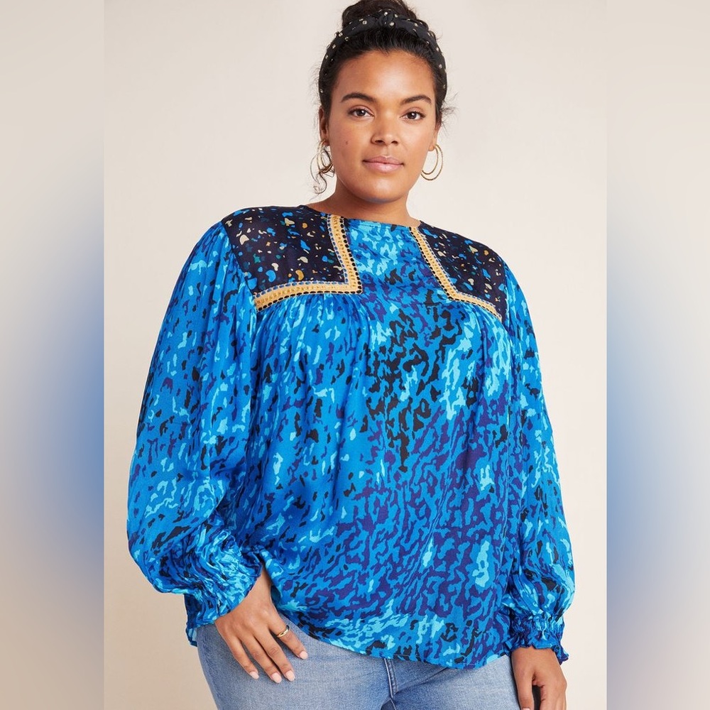 Anthropologie Miranda Blouse 3X Blue
